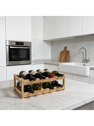 relaxdays Weinregal in Natur - (B)45 x (H)16,5 x (T)23,5 cm