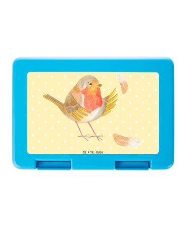 Mr. & Mrs. Panda Brotbox Rotkehlchen Federn ohne Spruch in Gelb Pastell