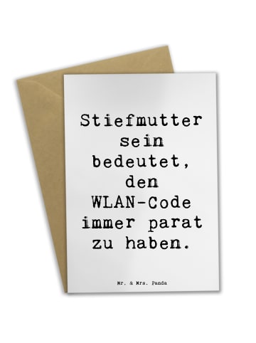 Mr. & Mrs. Panda Grußkarte Stiefmutter Heldin mit Spruch in Weiß