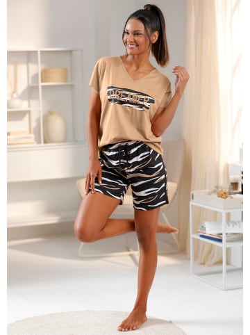 WITT WEIDEN Shorty in schwarz-camel-bedruckt