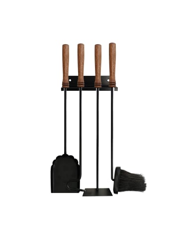 relaxdays 5-tlg. Kaminbesteck-Set in Schwarz/ Braun