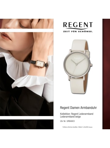 Regent Armbanduhr-Analog beige, weiß mittel (ca. 36mm) Regent Lederarmband