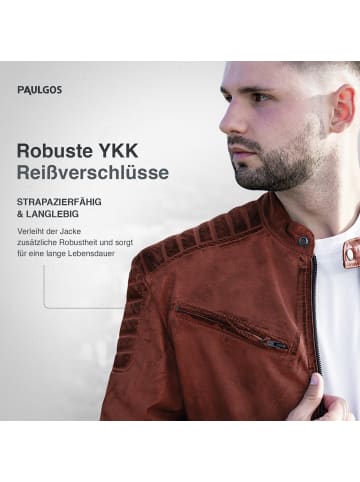 PAULGOS Lederjacke Übergangsjacke Biker Look Echtleder D2 in Rot