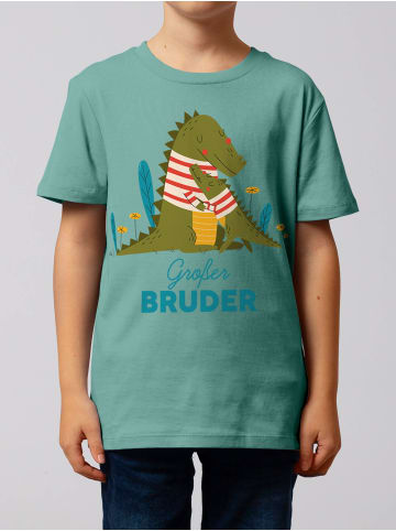 wat? Apparel T-Shirt Krokodil Großer Bruder in Teal Monstera