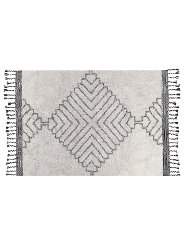 Beliani Kurzflor ERAY in Weiß/Schwarz - (W) 140 x (H) 1.2 x (L) 200 cm