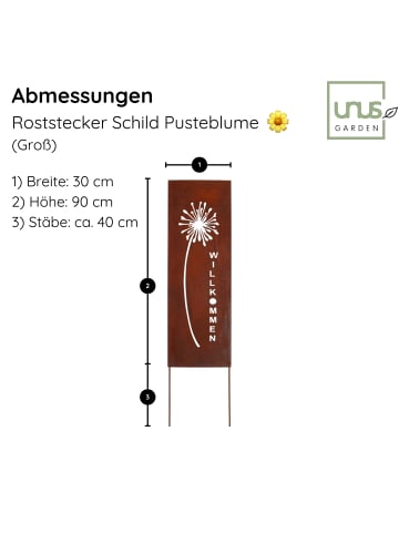 UNUS Gartenschild Rost Pusteblume in Braun