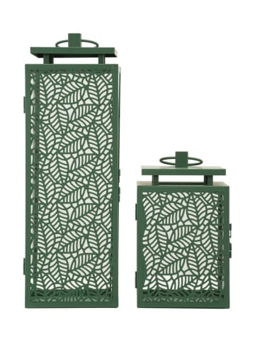 Mauro Ferretti Set aus 2 geschnitzten Metalllaternen, 15 x 14,5 x 41,5 cm – 15 x 14,5 x 24 cm