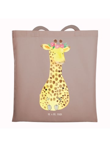 Mr. & Mrs. Panda Tote Bag Giraffe Blumenkranz ohne Spruch in Braun Pastell