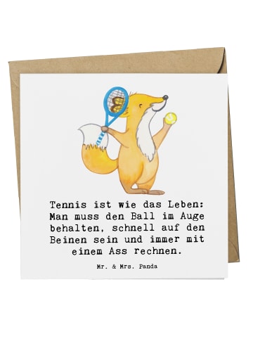 Mr. & Mrs. Panda Grußkarte Tennis Lebensweisheit mit Spruch in Weiß
