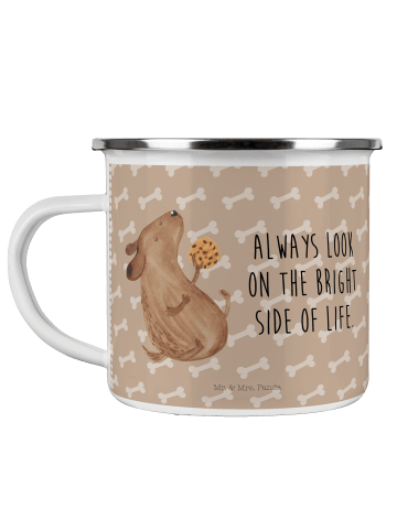 Mr. & Mrs. Panda Camping Emaille Tasse Hund Keks mit Spruch in Hundeglück