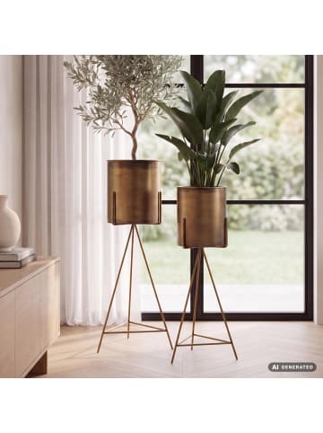 FineBuy Vase in Gold / Metall / 32x32x89