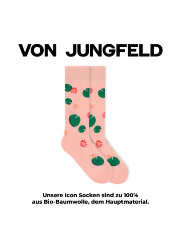 von Jungfeld Gemusterte Socken Signature Icons in Water Lilie - Rose Pink