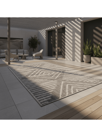KADIMA DESIGN Teppich Outdoor Flachgewebe Gestreift Polypropylen Balkon
