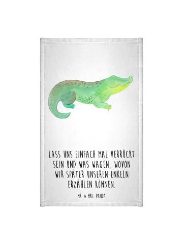 Mr. & Mrs. Panda Handtuch Krokodil mit Spruch in Weiß