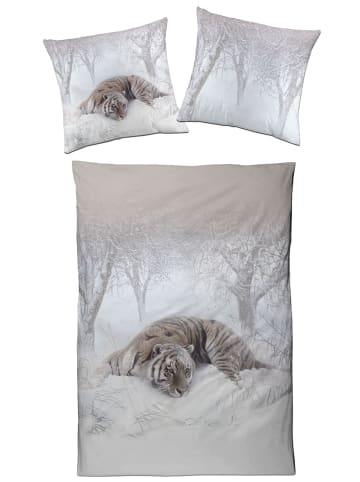 Traumschloss Satin Bettwäsche Garnitur - Tiger, Winterlandschaft in grau