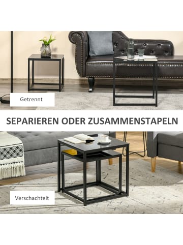 HOMCOM Couchtisch-Set-50L x 50B x 52H cm-Schwarz