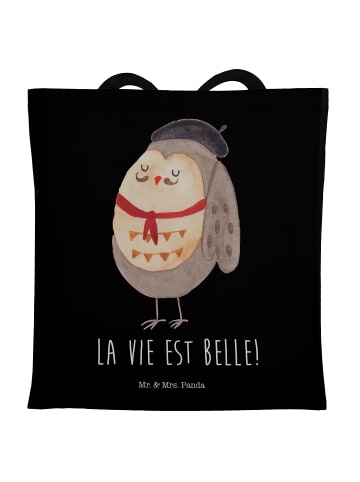 Mr. & Mrs. Panda Shopper Eule Frankreich mit Spruch in Schwarz