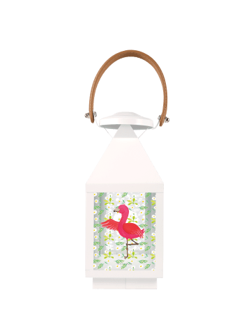 Mr. & Mrs. Panda Laterne Deko Flamingo Yoga ohne Spruch in Transparent