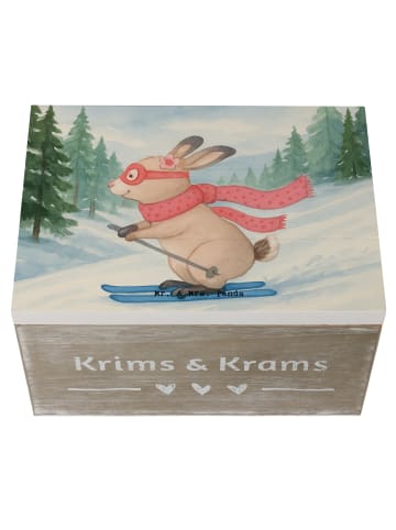 Mr. & Mrs. Panda Aufbewahrungsbox Hase Skifahren Design ohne Spruch in Weiß