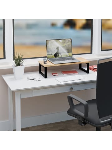 relaxdays Monitorständer in Natur/ Schwarz - (B)55 x (H)15 x (T)23 cm
