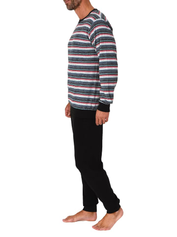 NORMANN Frottee Schlafanzug lang Pyjama RingelMuster - 82319 in rot