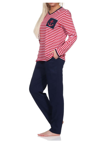 NORMANN Schlafanzug Streifen und Anker - 72516 in rot