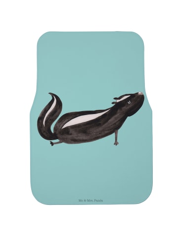 Mr. & Mrs. Panda Auto Fußmatte Stinktier Yoga ohne Spruch in Türkis Pastell