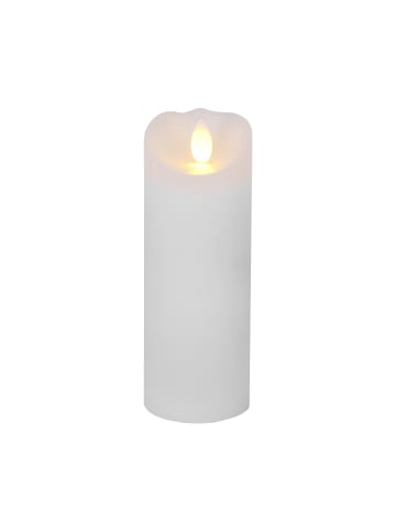 STAR Trading LED Blockkerze ,Glow' mit Batterie und Timer, Echtwachs, weiß, 15cm