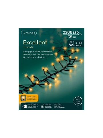 LUMINEO Lichterkette EXCELLENT TWINKLE 2208 LED 35 m, schwarzes Kabel in klassisch warm