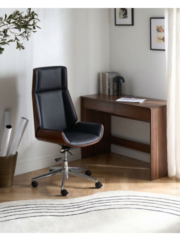 Beliani Chefsessel TAMARACK in Schwarz/Silber/Braun - (W) 65 x (H) 109 x (L) 65 cm