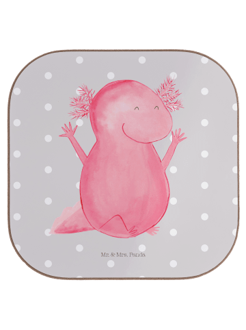 Mr. & Mrs. Panda Untersetzer für Gläser Axolotl Hurra ohne Spruch in Grau Pastell