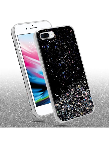 cadorabo Hülle für iPhone 7 PLUS / 7S PLUS / 8 PLUS in Schwarz mit Glitter