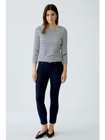 Oui Langarmshirt aus elastischer Baumwoll-Modalmischung in Dark Blue White