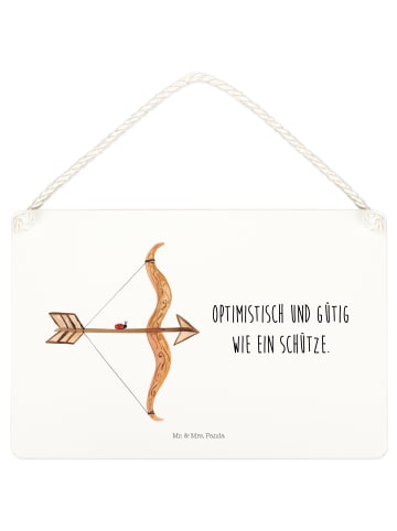 Mr. & Mrs. Panda Schild Sternzeichen Schütze mit Spruch in Weiß