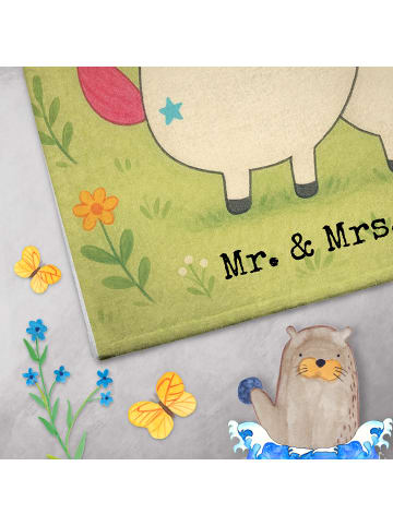 Mr. & Mrs. Panda Kleines Handtuch Einhorn Mitteilung Design mit ... in Weiß