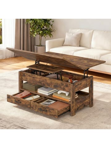 VASAGLE Couchtisch Helan-old in Vintagebraun - (B)100 x (H)64.1 x (T)50 cm