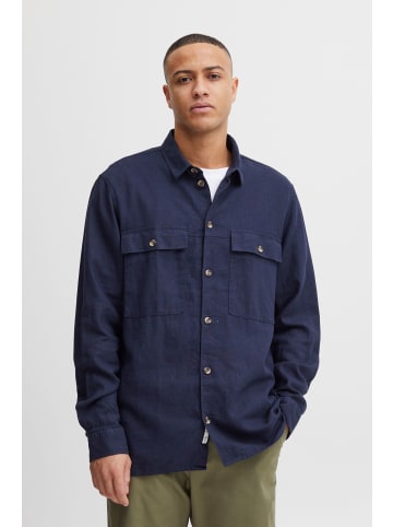 !SOLID Langarmhemd SDAllan Overshirt - 21107619  Langarmhemd aus Leinenmix in Blau