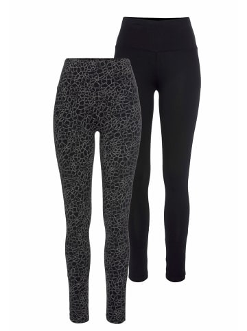 H.I.S Leggings in schwarz-bedruckt, schwarz-uni