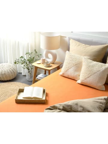 Beliani Bettlaken JANBU in Orange - (W) 140 x (H) 30 x (L) 200 cm