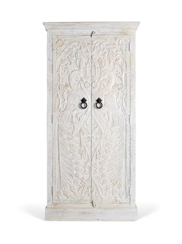 Giner y Colomer Kleiderschrank aus Mangoholz mit geschnitzten Türen im Ethno-Stil in White