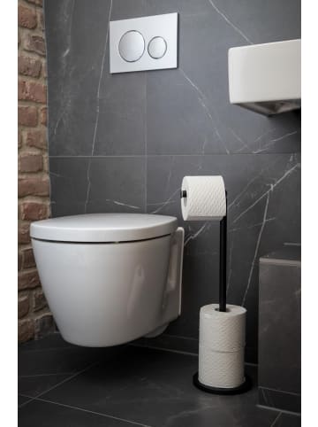 Wenko Toilettenpapierständer, Metall in Schwarz, (B) 21 x (H) 55 x (L) 17 cm