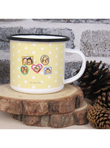 Mr. & Mrs. Panda XL Emaille Tasse Igel Familie ohne Spruch in Gelb Pastell