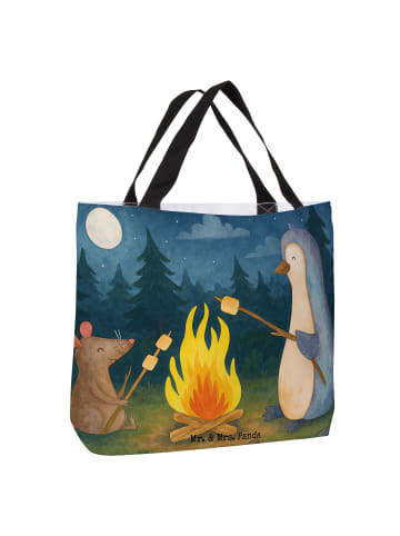 Mr. & Mrs. Panda Shopper Tasche Pinguin Lagerfeuer Design ohne S... in Weiß