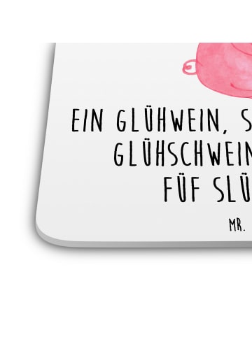 Mr. & Mrs. Panda Gläseruntersetzer Schweinchen Glühwein mit Spruch in Weiß