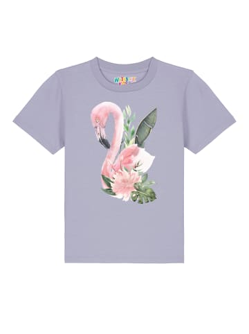 wat? Apparel T-Shirt Flamingo mit Blumen in Lavender