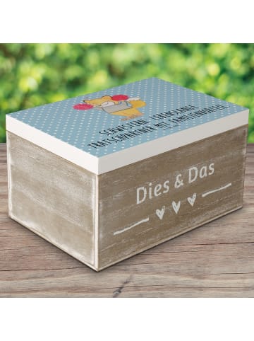 Mr. & Mrs. Panda Geschenkbox Schwestern Tratschpartner mit Spruch in Blau Pastell