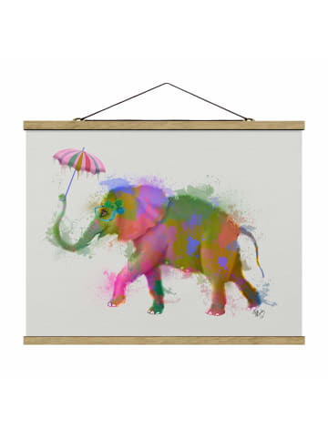WALLART Stoffbild mit Posterleisten - Regenbogen Splash Elefant in Bunt