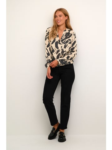 Kaffe Langarm-Bluse KAditte in Black/Feather Gray Leo
