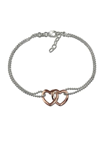 SilberDream 925 Silber vergoldet in Rose 333 Damenarmband Doppelherz ca 18cm