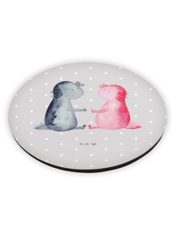 Mr. & Mrs. Panda Rund Magnet Axolotl Liebe ohne Spruch in Grau Pastell